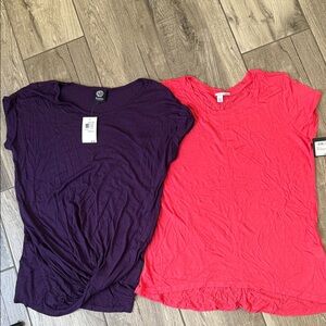 Bobeau Short Sleeve Tops in Purple and Pink